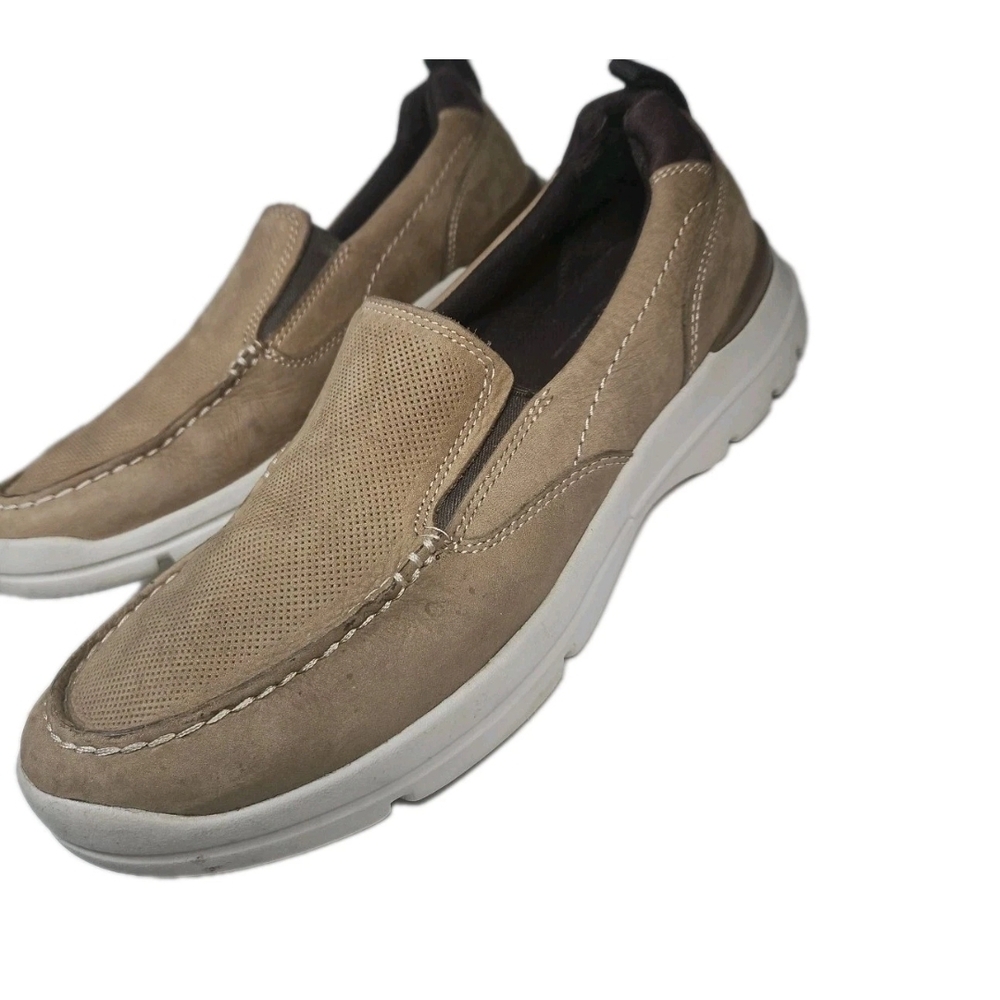Rockport Men’s City Edge SlipOn Loafers Tan Suede 8M Comfort Dress Y2k Shoes[5D]